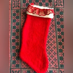 Handcrafted Red Lace Christmas Stocking